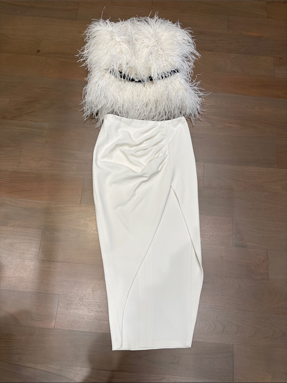 Elegant White Draped Midi Skirt